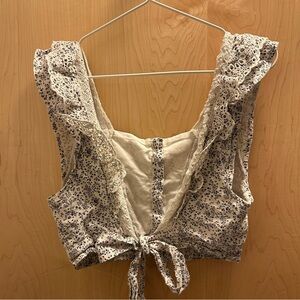 Black and White Floral Crop Top